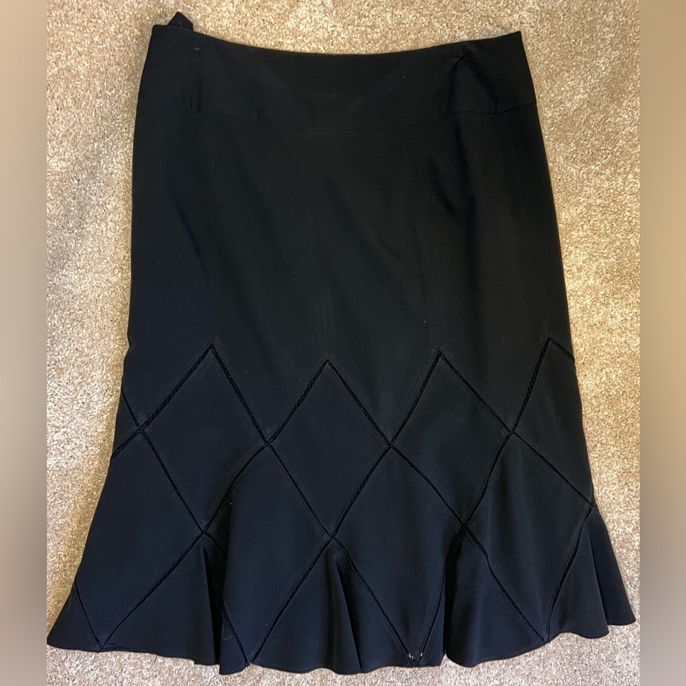 For The Republic Black A-Line Skirt with Diamond Stitch Panels